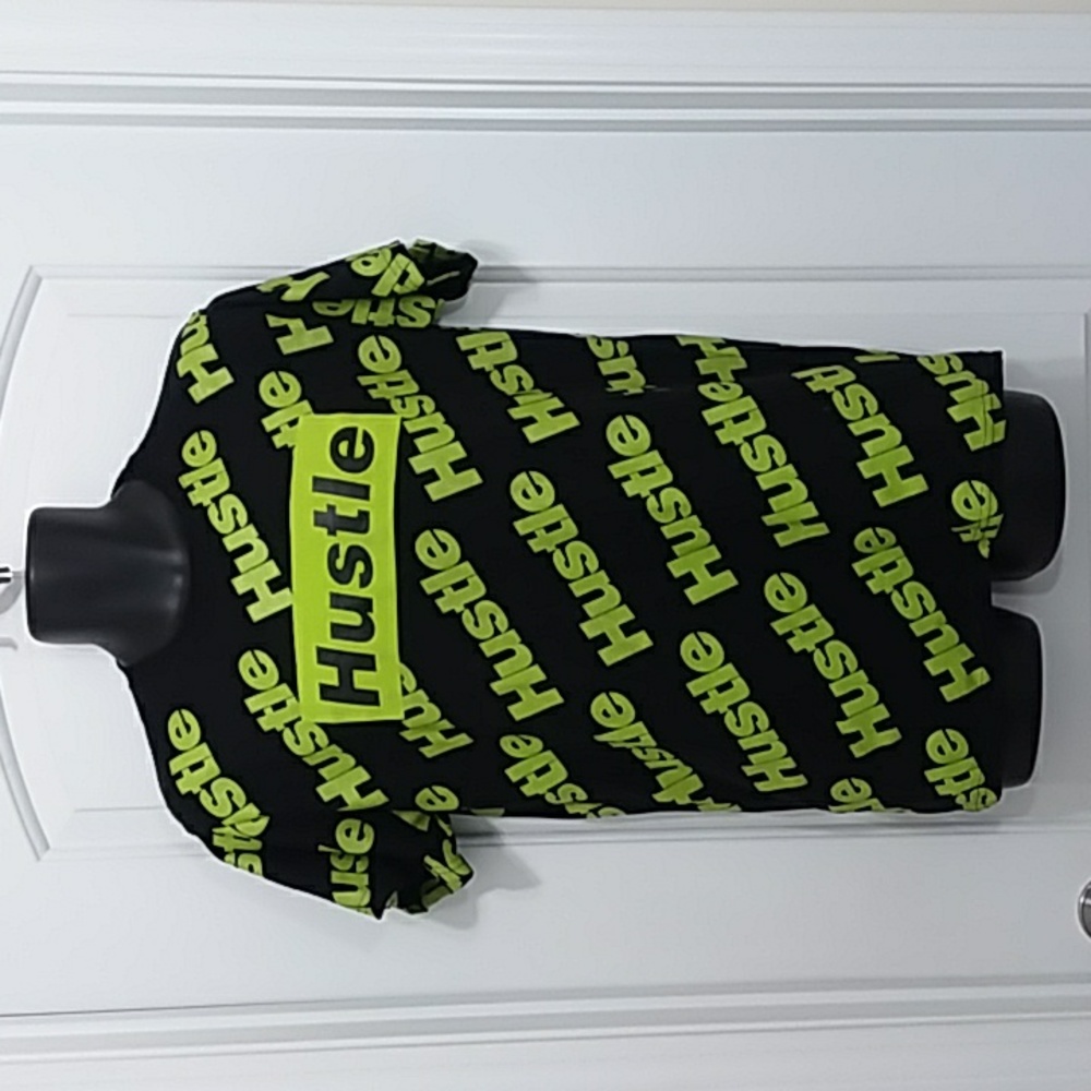 Hustle Neon Green & Black Tee